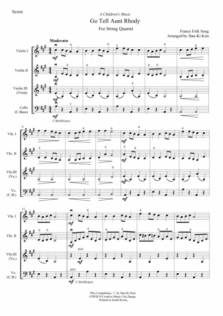 Go Tell Aunt Rhody For String Quartet Page 2