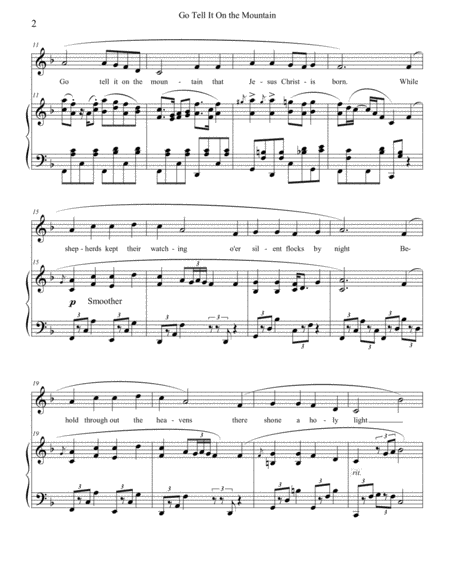 Go Tell It On The Mountain Piano Solo Or Piano And Medium Voice Page 2