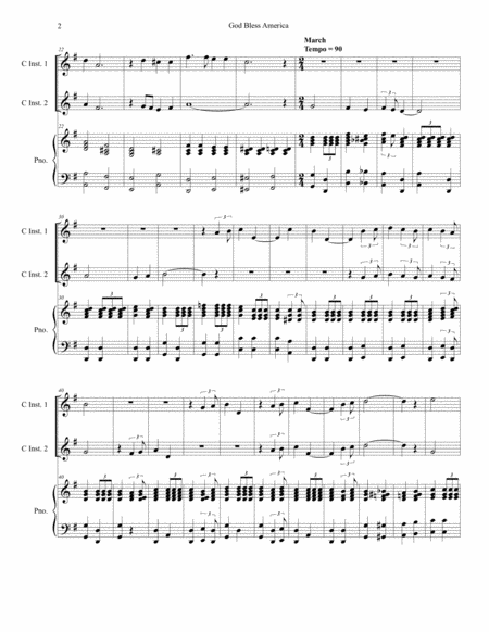 God Bless America Duet For C Instruments Page 2