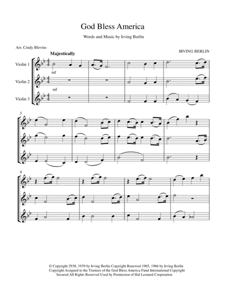 God Bless America For Violin Trio Page 2