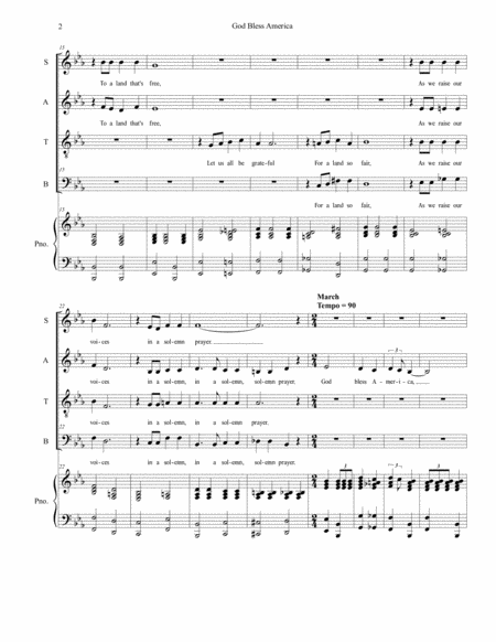 God Bless America For Vocal Quartet Satb Page 2