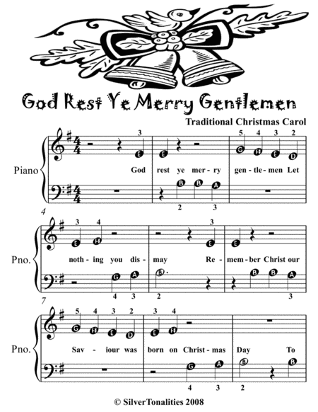 God Rest Ye Merry Gentlemen Beginner Piano Sheet Music Tadpole Edition Page 2