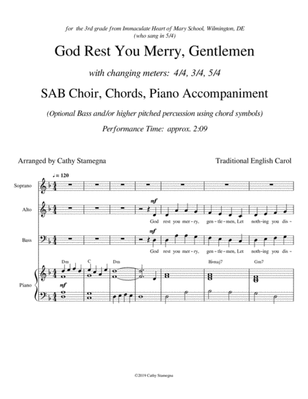 God Rest You Merry Gentlemen Sab Choir Chords Piano Acc Page 2