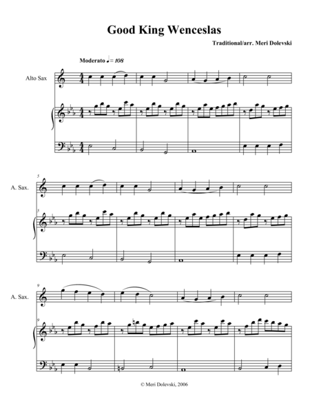 Good King Wenceslas E Flat Saxes Alto Baritone Piano Page 2