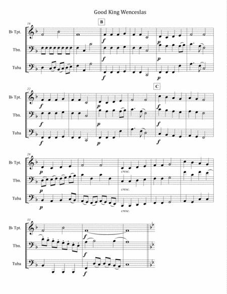 Good King Wenceslas For Brass Trio Trumpet Trombone Tuba Page 2