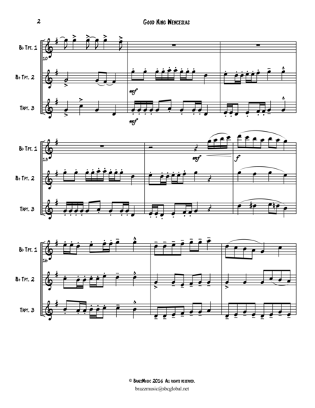 Good King Wenceslas For Trumpet Trio Page 2