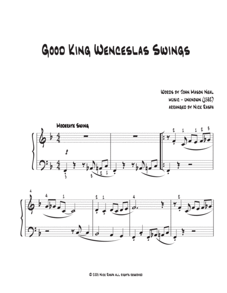 Good King Wenceslas Swings Elementary Piano Page 2