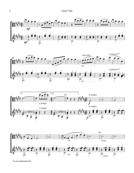 Gran Vals Grand Waltz For Viola And Guitar Page 2