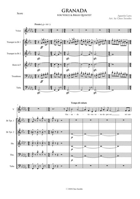 Granada For Voice Brass Quintet Page 2