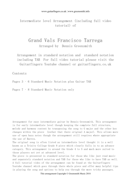 Grand Vals Franciso Tarrega For Easy Intermediate Guitar Page 2