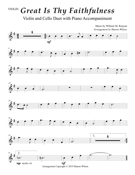 Great Is Thy Faithfulness Easy Violin And Cello Duet With Piano Accompaniment Page 2