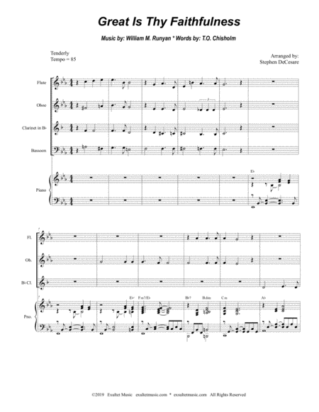 Great Is Thy Faithfulness For Woodwind Quartet And Piano Page 2