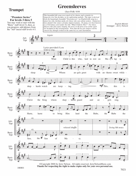 Greensleeves Arrangements Level 3 5 For Trumpet Written Acc Christmas Page 2