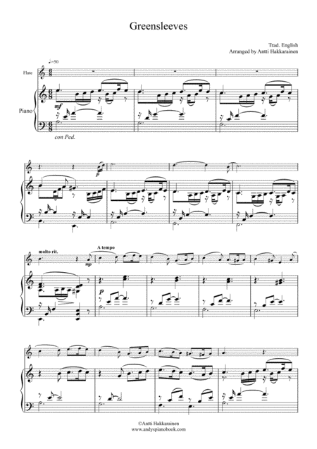 Greensleeves Flute Piano Page 2