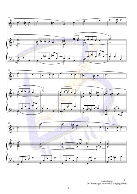 Greensleeves For Instrument And Piano Page 2