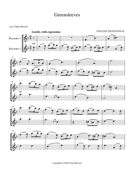 Greensleeves Recorder Duet Page 2