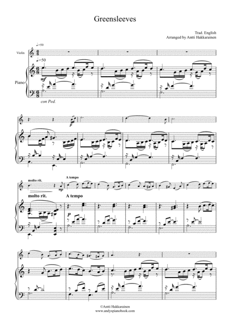 Greensleeves Violin Piano Page 2