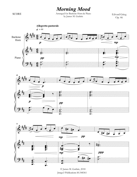 Grieg Morning Mood From Peer Gynt Suite For Baritone Horn Piano Page 2