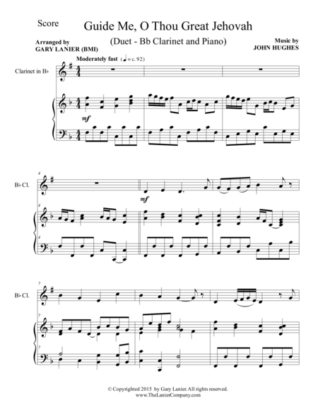 Guide Me O Thou Great Jehovah Duet Bb Clarinet And Piano Score And Parts Page 2