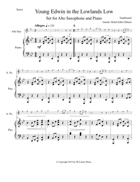 Gustav Holst Yound Edwin A Folksong Set For Alto Sax And Piano Page 2