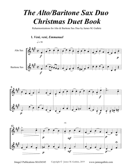 Guthrie The Alto Baritone Sax Duo Christmas Duet Book Page 2