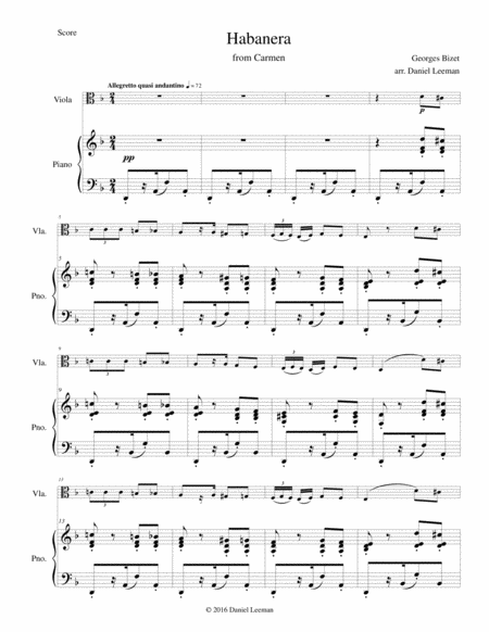 Habanera From Carmen For Viola Piano Page 2
