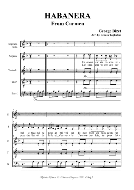 Habanera From The Carmen By Bizet Arr For Soprano And Satb Choir Pdf Files With Embedded Mp3 Files Of The Individual Parts Page 2