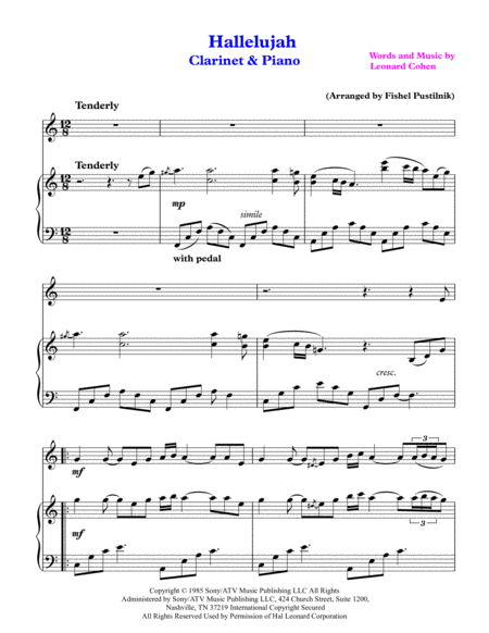 Hallelujah For Clarinet And Piano Page 2