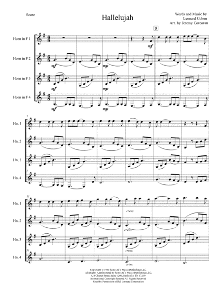 Hallelujah For French Horn Quartet Page 2