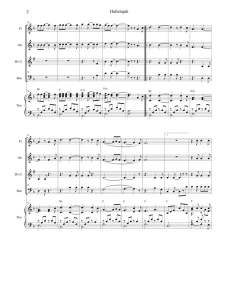 Hallelujah For Woodwind Quartet Page 2