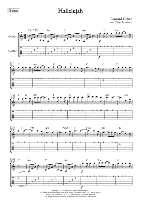 Hallelujah Guitar Score And Tablature Page 2