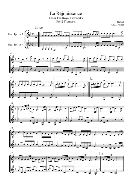 Handel La Rejouissance For 2 Trumpets Arr Josh Rogan Page 2