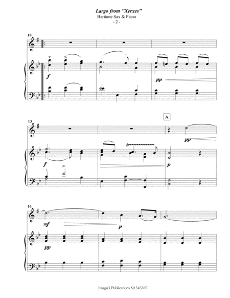 Handel Largo From Xerxes For Baritone Sax Piano Page 2