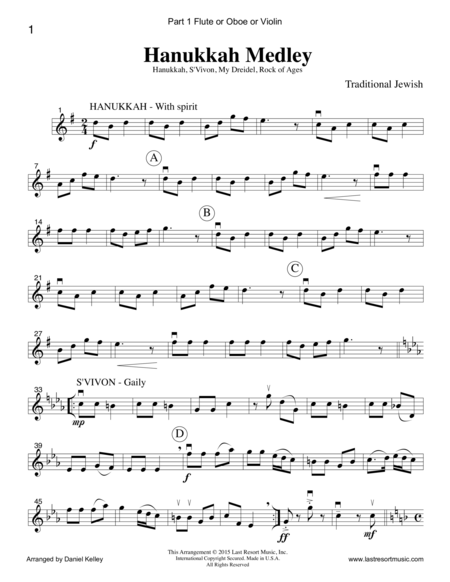 Hanukkah Medley For Piano Quartet Violin Viola Cello Piano Set Of 4 Parts Page 2