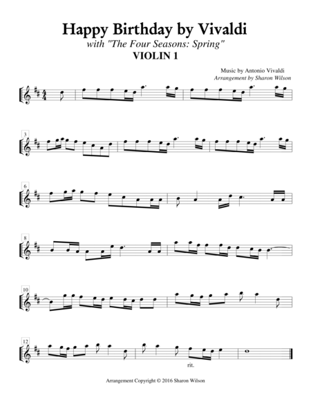 Happy Birthday By Vivaldi For String Quartet Page 2