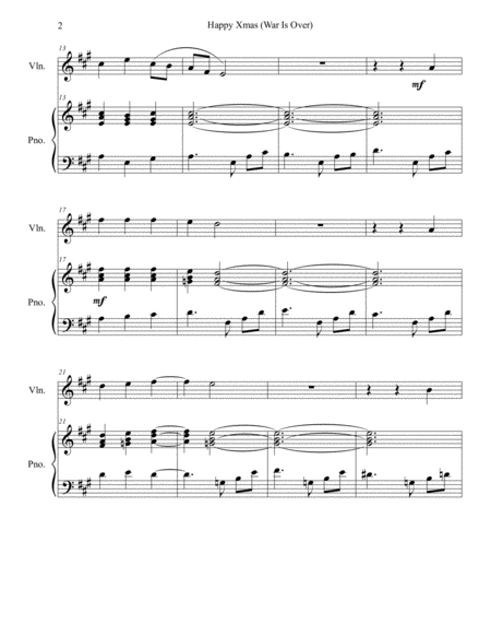 Happy Xmas War Is Over Violin And Piano Page 2