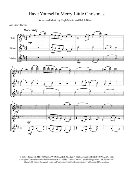 Have Yourself A Merry Little Christmas From Meet Me In St Louis Arranged For Flute Oboe And Violin Page 2