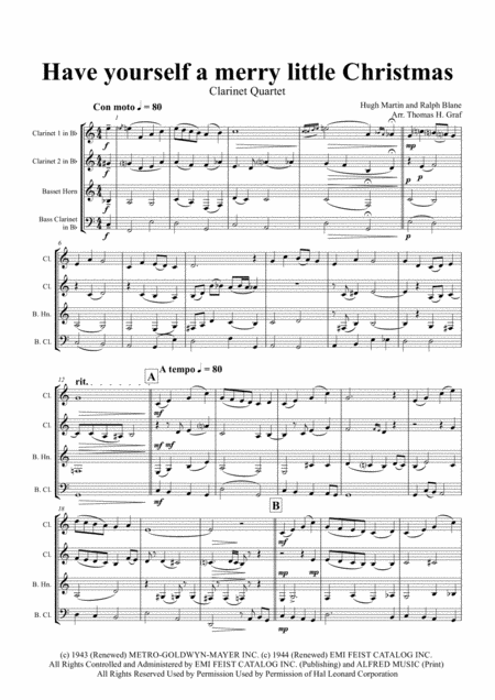 Have Yourself A Merry Little Christmas From Meet Me In St Louis Clarinet Quartet Page 2