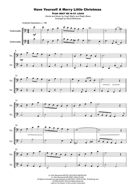 Have Yourself A Merry Little Christmas From Meet Me In St Louis Duet For Two Cellos Page 2