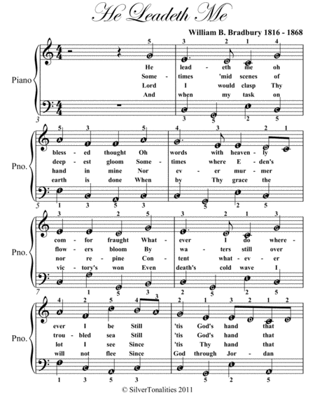 He Leadeth Me Easy Piano Sheet Music Page 2