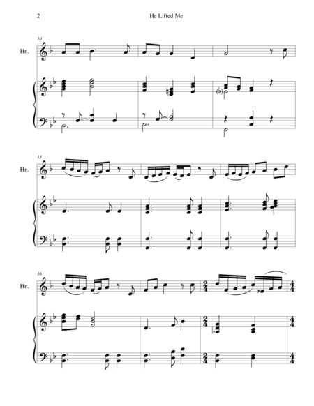 He Lifted Me F Horn Piano With Horn Part Page 2