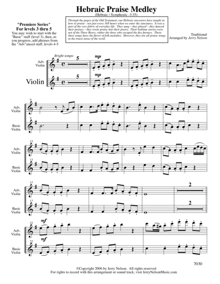 Hebraic Praise Medley Arrangements Level 3 5 For Violin Written Acc Page 2