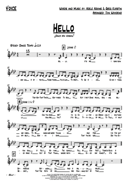 Hello Dance Mix Version 4 Piece Pop Rock Band Page 2