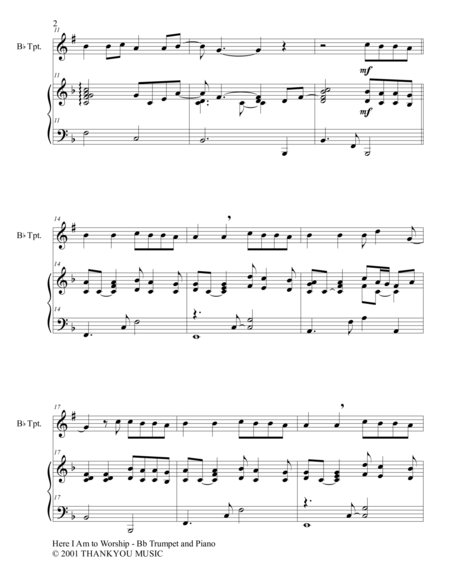 Here I Am To Worship Duet Bb Trumpet And Piano Score And Parts Page 2