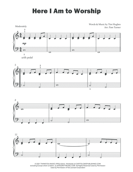 Here I Am To Worship Late Beginner Piano Solo Page 2