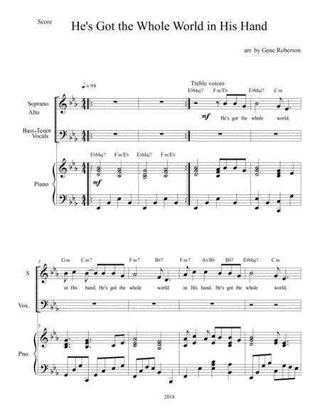 Hes Got The Whole World In His Hand Satb Choir Page 2