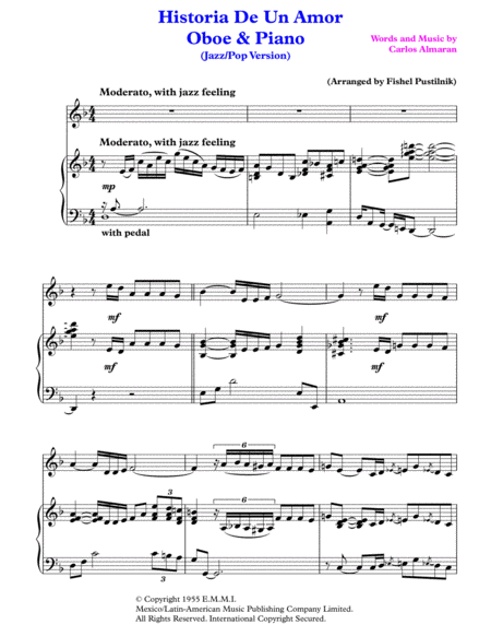 Historia De Un Amor For Oboe And Piano Jazz Pop Version Video Page 2