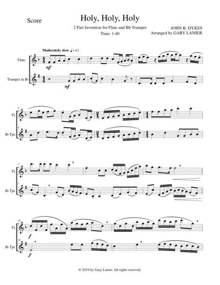 Holy Holy Holy 2 Part Invention For Flute And Bb Trumpet Page 2