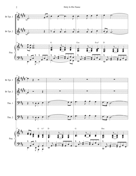 Holy Is His Name For Brass Quartet And Piano Alternate Version Page 2