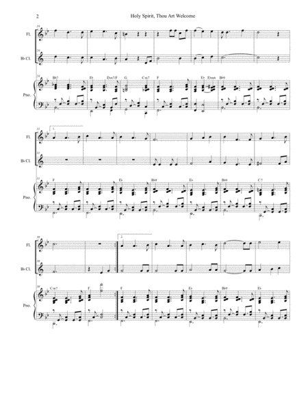 Holy Spirit Thou Art Welcome Duet For Flute And Bb Clarinet Page 2